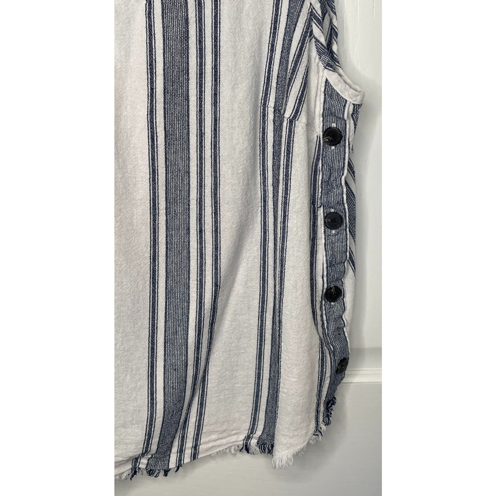 a.n.a Women's Sleeveless Stripe Button Side Tank Top Size 1X Lagenlook Coastal - Picture 2 of 9